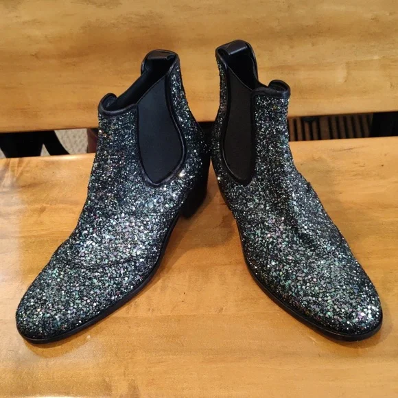 Zadig & Voltaire boots size 38eu/7.5 us Rn116202 blue silver and black glitter - Picture 4 of 11